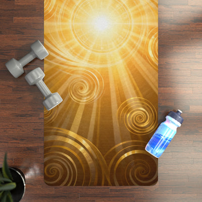 Golden Spirals Yoga Mat, Inspirational Rubber Yoga Mat for Practice, Meditation, Fitness Gift, Boho Style Yoga Gear
