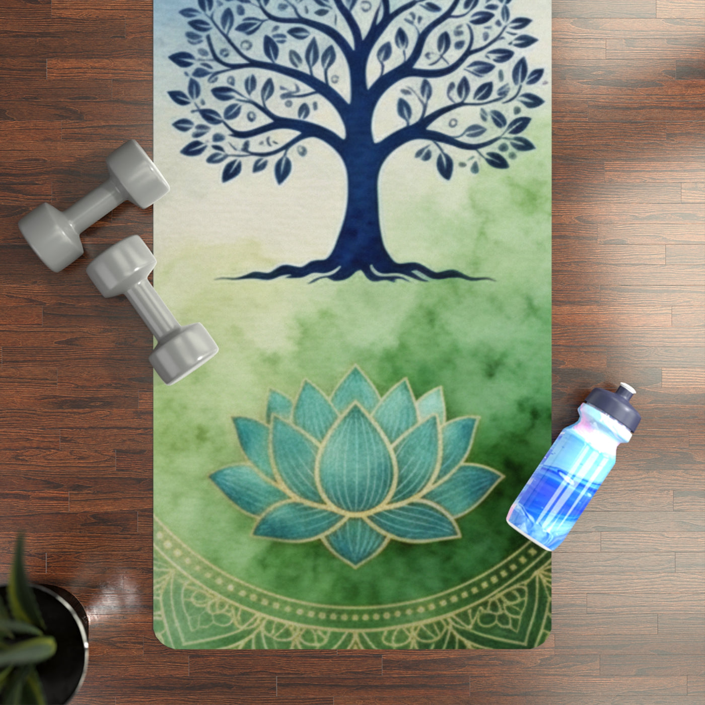 Serene Rubber Yoga Mat with Lotus and Tree Design, Eco-Friendly Exercise Mat, Perfect for Yoga Lovers, Meditation, Gifts for Fitness [...]