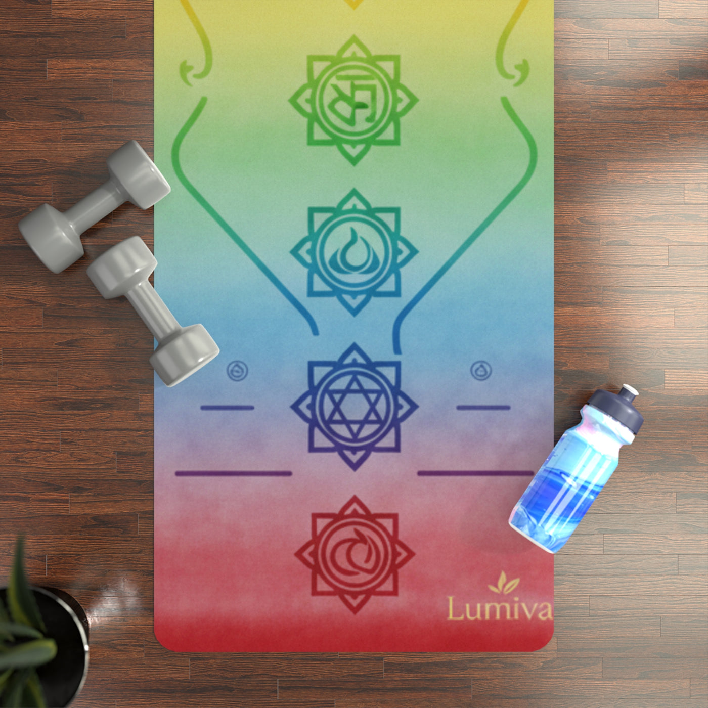 Rainbow Chakra Yoga Mat, Non-Slip Rubber Exercise Mat for Home, Meditation and Yoga Practice, Gift for Yoga Lovers